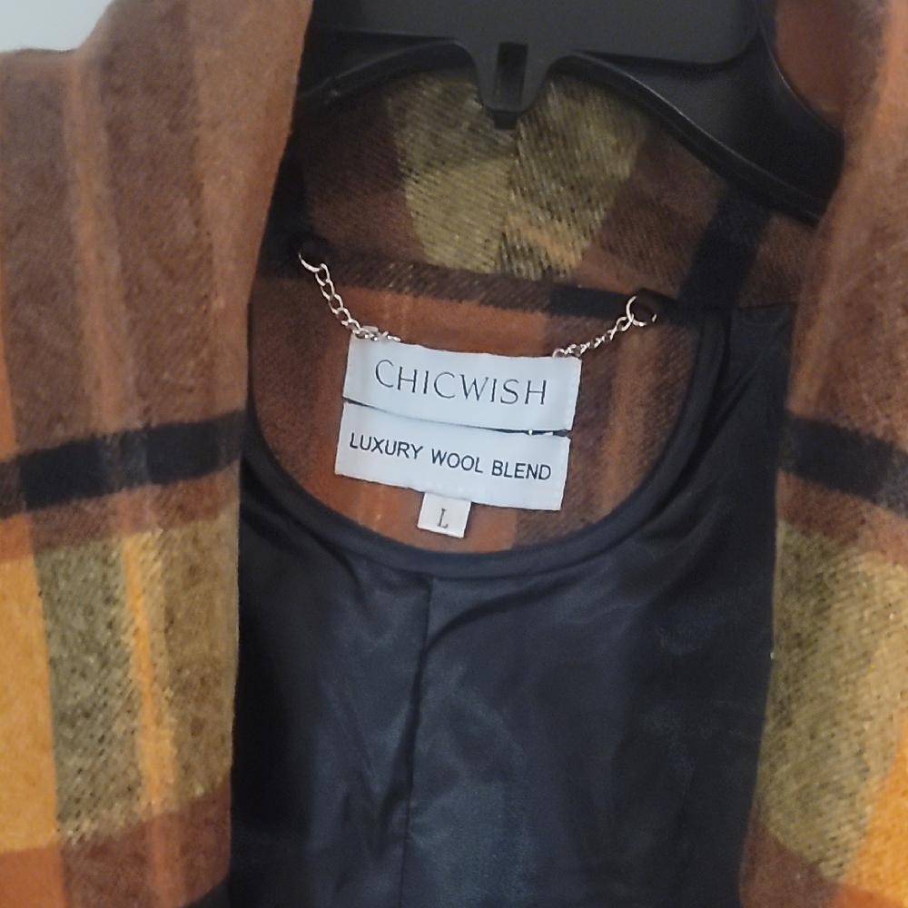 Chicwish Plaid Wool Blend Jacket in Brown, Mustard & Black